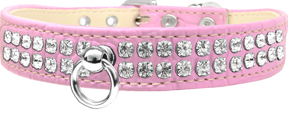 Style #72 Rhinestone Designer Croc Dog Collar Light Pink Size 16